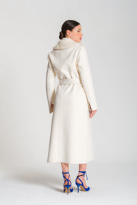 Cashmere Snow Paletot with Mink Collar