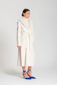 Cashmere Snow Paletot with Mink Collar