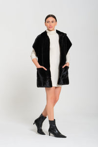 Gilet Kimono Visone Black Glama