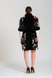 Robe Manteau Visone Intarsi Fiori