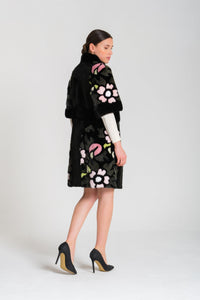 Robe Manteau Visone Intarsi Fiori